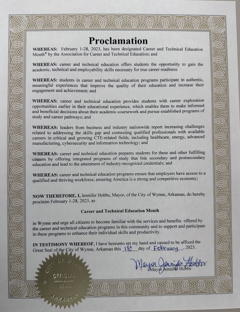 CTE Month - Mayor Hobbs Proclamation